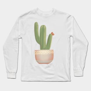 Cactus Doodle Potted House Plant Long Sleeve T-Shirt